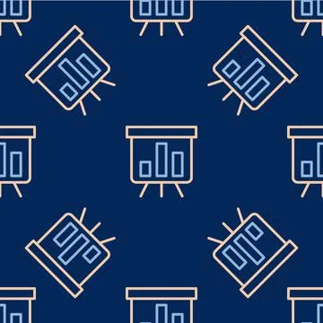 Line Board with graph chart icon isolated seamless pattern on blue background 스톡 일러스트