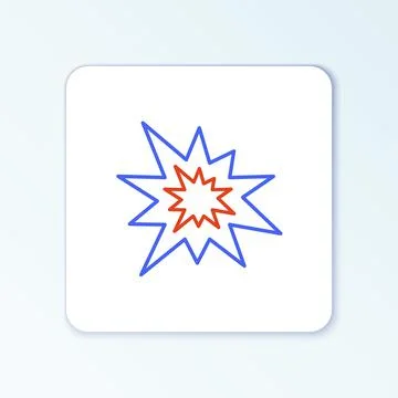 Line Bomb explosion with shrapnel and fireball icon isolated on white background Stock Illustration