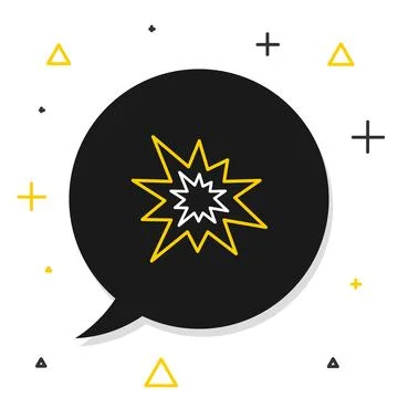 Line Bomb explosion with shrapnel and fireball icon isolated on white backg.. Stock Illustration
