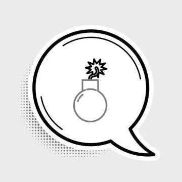 Line Bomb ready to explode icon isolated on grey background. Colorful outline Stock Illustration