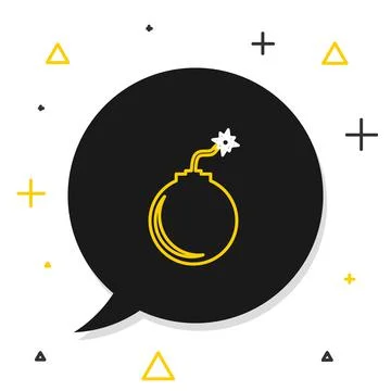 Line Bomb ready to explode icon isolated on white background. Colorful outline Stock Illustration
