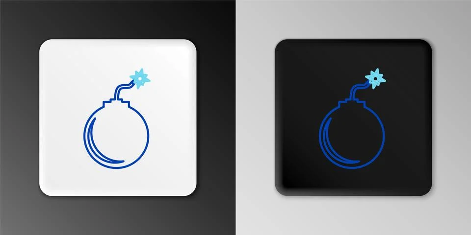 Line Bomb ready to explode icon isolated on grey background. Colorful outline イラスト素材