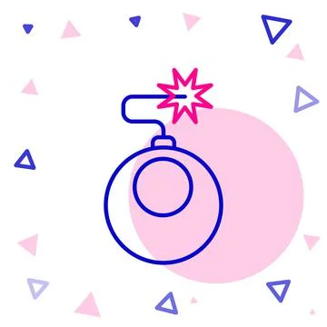 Line Bomb ready to explode icon isolated on white background. Colorful outline 库存插图