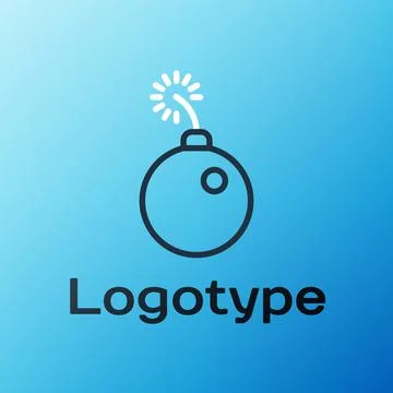 Line Bomb ready to explode icon isolated on blue background. Colorful outline Illustrazione stock
