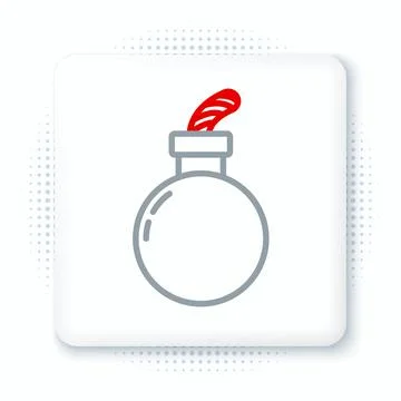 Line Bomb ready to explode icon isolated on white background. Happy Halloween Stock Illustration