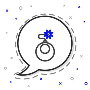 Line Bomb ready to explode icon isolated on white background. Colorful outline 库存插图