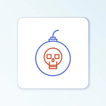 Line Bomb ready to explode icon isolated on white background. Happy Halloween Stock Illustration