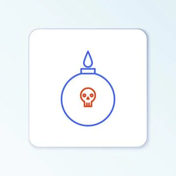 Line Bomb ready to explode icon isolated on white background. Colorful outline Stock Illustration