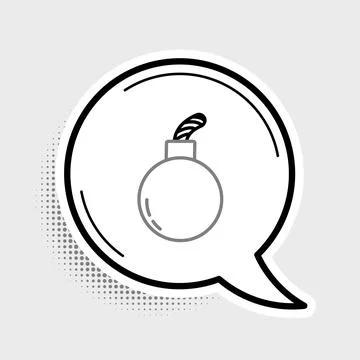 Line Bomb ready to explode icon isolated on grey background. Colorful outline Illustrazione stock