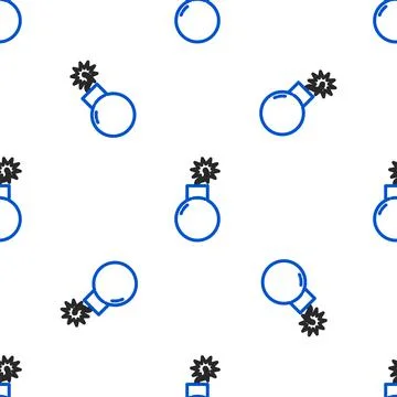 Line Bomb ready to explode icon isolated seamless pattern on white background Stock Illustration