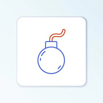 Line Bomb ready to explode icon isolated on white background. Colorful outline Stock Illustration