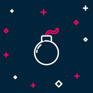 Line Bomb ready to explode icon isolated on blue background. Colorful outline イラスト素材