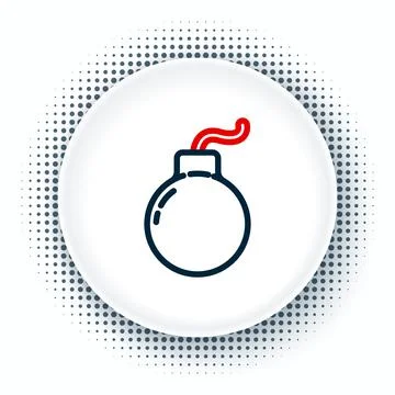 Line Bomb ready to explode icon isolated on white background. Colorful outline Illustrazione stock