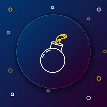 Line Bomb ready to explode icon isolated on blue background. Happy Halloween Stock Illustration