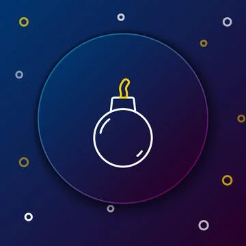 Line Bomb ready to explode icon isolated on blue background. Colorful outline Stock Illustration