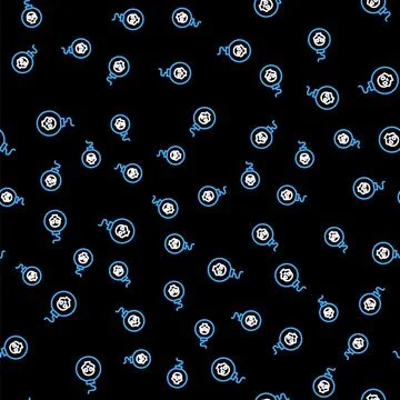 Line Bomb ready to explode icon isolated seamless pattern on black background 库存插图