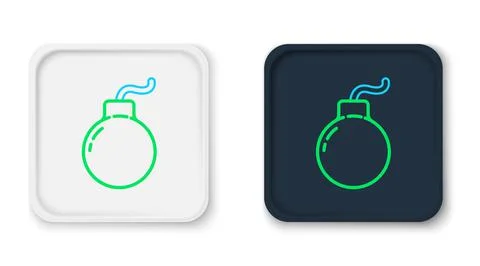 Line Bomb ready to explode icon isolated on white background. Colorful outline Stock Illustration