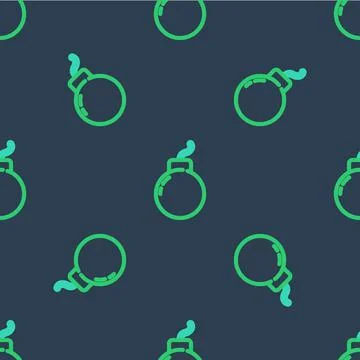 Line Bomb ready to explode icon isolated seamless pattern on blue background 库存插图