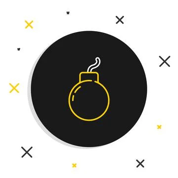Line Bomb ready to explode icon isolated on white background. Colorful outline Stock Illustration