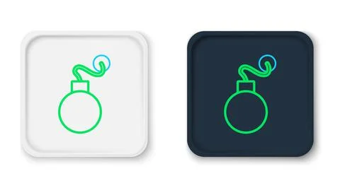 Line Bomb ready to explode icon isolated on white background. Colorful outline Illustrazione stock