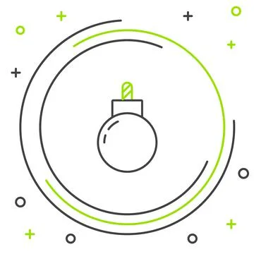 Line Bomb ready to explode icon isolated on white background. Colorful outline 库存插图