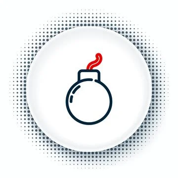 Line Bomb ready to explode icon isolated on white background. Colorful outline Stock Illustration