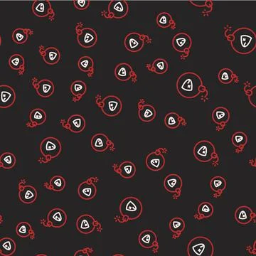 Line Bomb ready to explode icon isolated seamless pattern on black background 库存插图