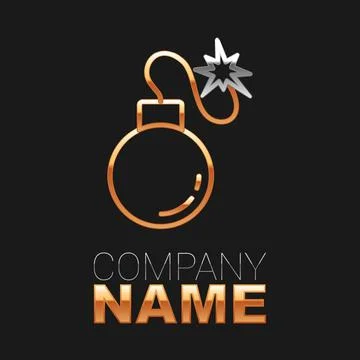 Line Bomb ready to explode icon isolated on black background. Colorful outline Stockillustratie