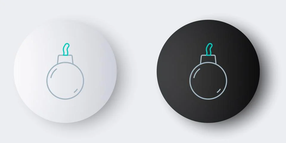 Line Bomb ready to explode icon isolated on grey background. Colorful outline Stockillustratie