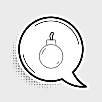Line Bomb ready to explode icon isolated on grey background. Colorful outline Illustrazione stock