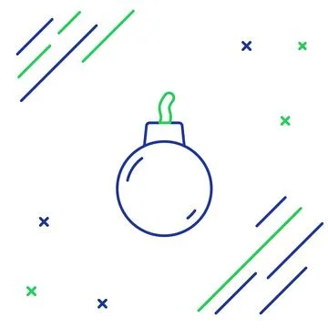 Line Bomb ready to explode icon isolated on white background. Colorful outline Stockillustratie