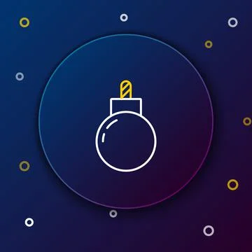 Line Bomb ready to explode icon isolated on blue background. Colorful outline Stock Illustration