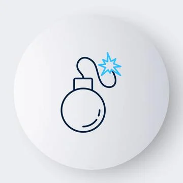 Line Bomb ready to explode icon isolated on white background. Colorful outline Stock Illustration