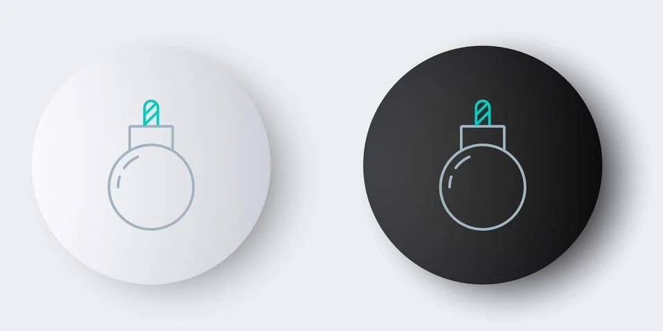 Line Bomb ready to explode icon isolated on grey background. Colorful outline Stock Illustration