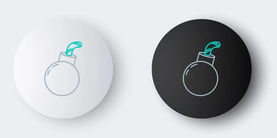 Line Bomb ready to explode icon isolated on grey background. Happy Halloween Stockillustratie