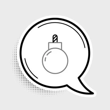 Line Bomb ready to explode icon isolated on grey background. Colorful outline Illustrazione stock