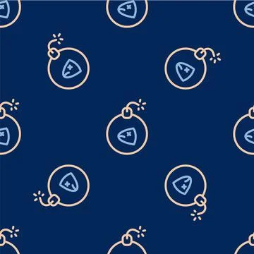 Line Bomb ready to explode icon isolated seamless pattern on blue background イラスト素材