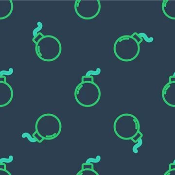 Line Bomb ready to explode icon isolated seamless pattern on blue background 库存插图