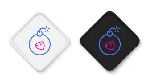 Line Bomb ready to explode icon isolated on white background. Colorful outline Stock Illustration