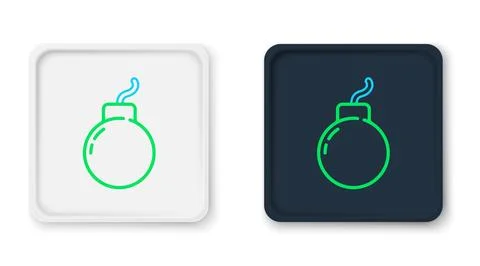 Line Bomb ready to explode icon isolated on white background. Colorful outline Stock Illustration