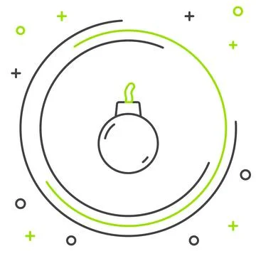 Line Bomb ready to explode icon isolated on white background. Colorful outline 库存插图