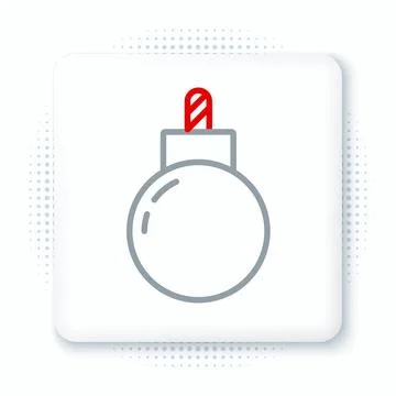 Line Bomb ready to explode icon isolated on white background. Colorful outline 库存插图