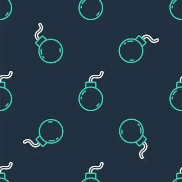 Line Bomb ready to explode icon isolated seamless pattern on black backgrou.. Stock Illustration