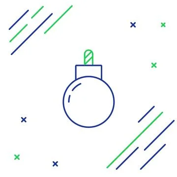 Line Bomb ready to explode icon isolated on white background. Colorful outl.. Stock Illustration