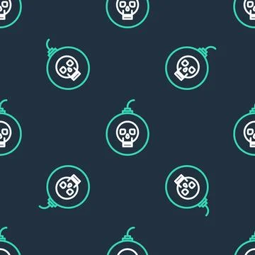 Line Bomb ready to explode icon isolated seamless pattern on black backgrou.. Stock Illustration