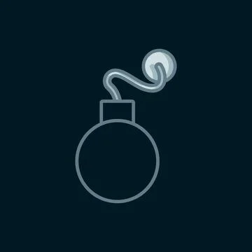 Line Bomb ready to explode icon isolated on black background. Flat filled o.. 库存插图