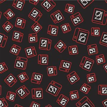 Line Book about geometry icon isolated seamless pattern on black background Stock Illustration