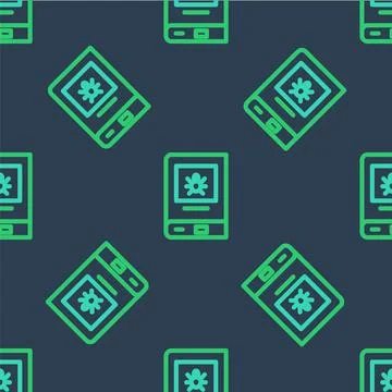 Line Book about insect icon isolated seamless pattern on blue background. Vector Stock Illustration