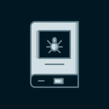Line Book about insect icon isolated on black background. Flat filled outli.. Stock Illustration