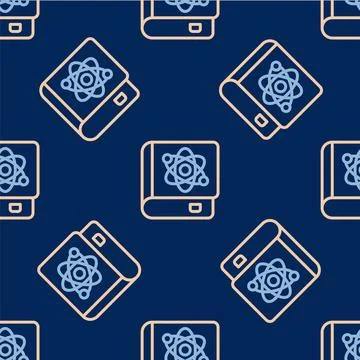 Line Book about physics icon isolated seamless pattern on blue background 스톡 일러스트